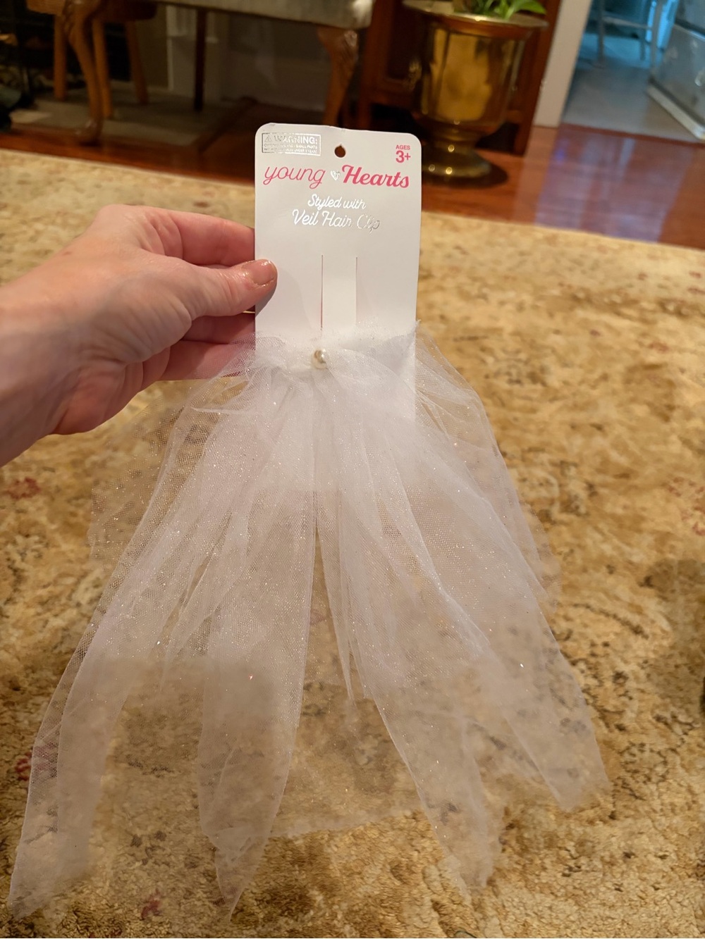 White Sparkle Veil Hair Clip NWT Bachelorette trip party festive bridal